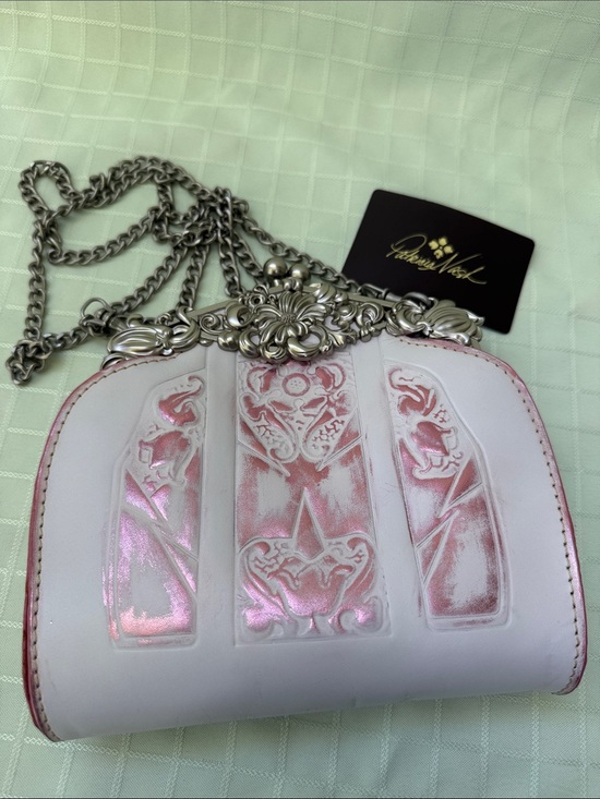 Patricia Nash Handbags - New Patricia Nash Super Light Pink with Metallic-Trim Leather Crossbody Clutch